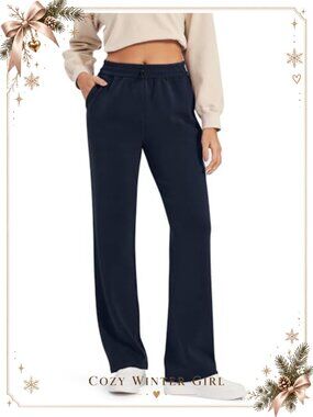 Wide Leg Modal Soft Sweatpants Yoga Pants with Pockets Drawcord Casual Lounge